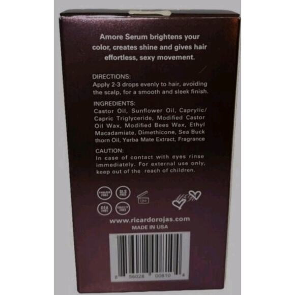 Ricardo Rojas Amore Hair Serum 1.7 Oz, Smooths Flyaways Brightens Adds Shine New - Picture 5 of 5